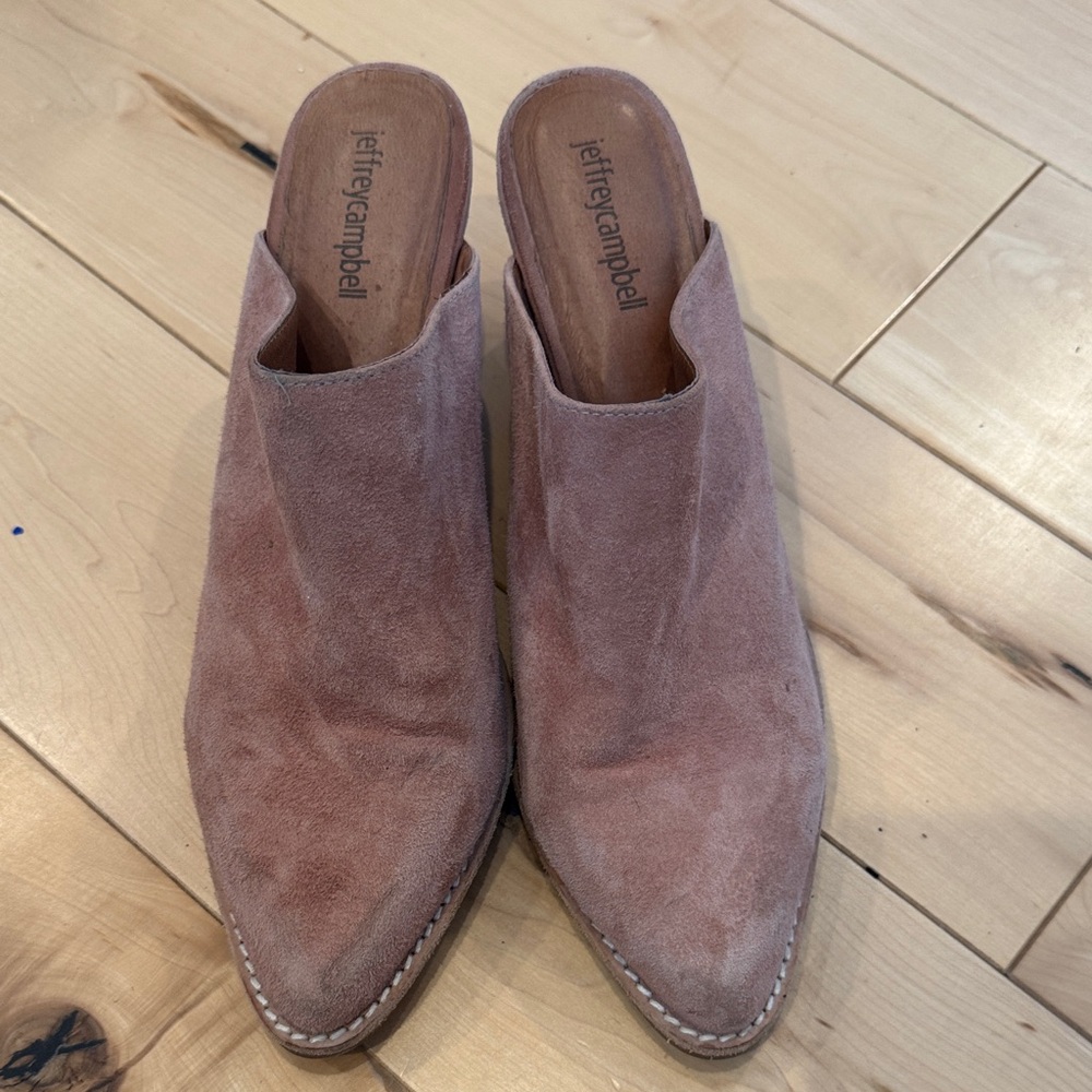 Jeffrey Campbell Mauve Suede Pointed-Toe Slip-On Mules